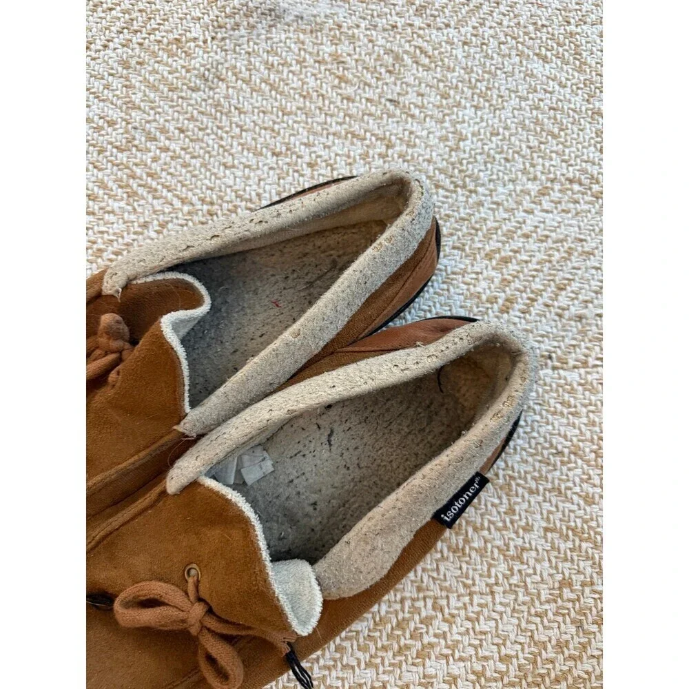 Isotoner Faux Fur Lined Slippers – Brown – Men’s 9.5–10.5